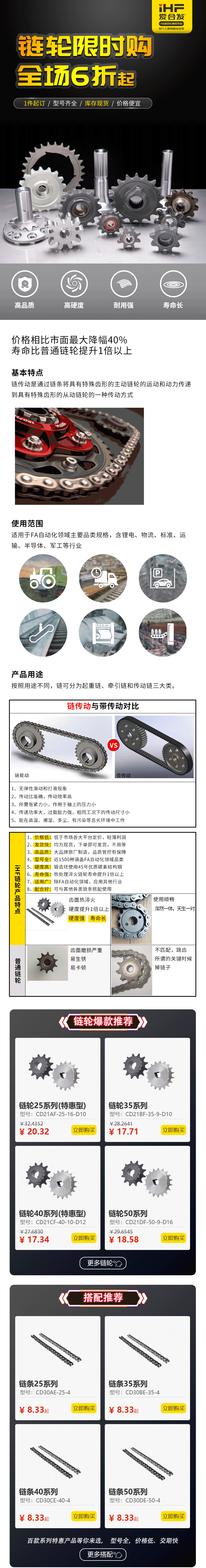 特惠現(xiàn)貨：鏈輪鏈條，成套搭配，更省錢(qián)、更耐用！